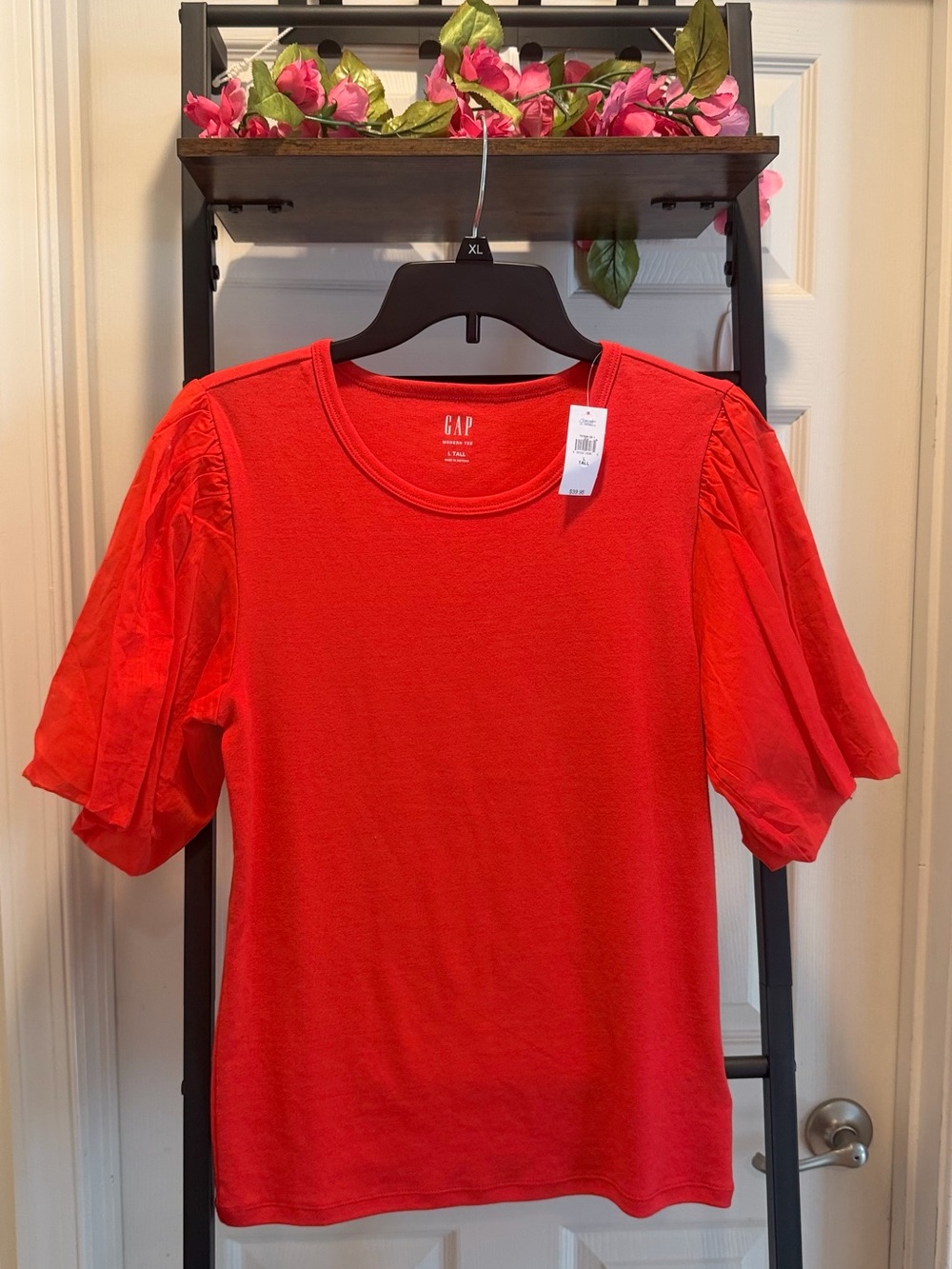 GAP Red Puff Sleeve Short-Sleeve Tee